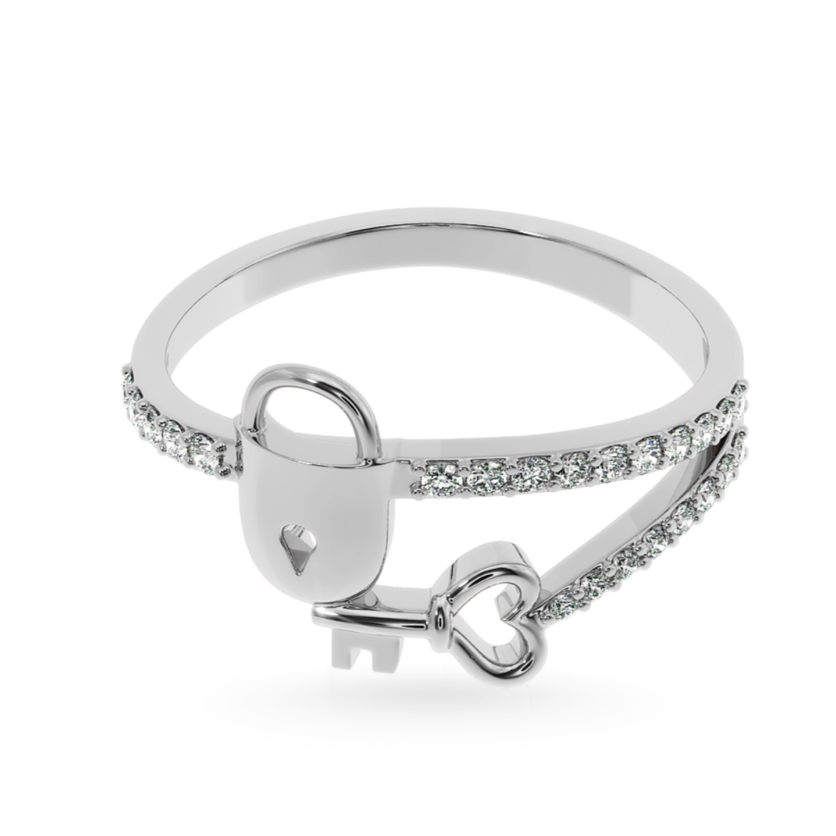 Designer Platinum Diamond Lock Key Ring for Women JL PT LC885   Jewelove