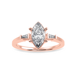 Load image into Gallery viewer, 30-Pointer Marquise Cut Solitaire with Baguette Diamond Accents 18K Rose Gold Ring JL AU 1228R   Jewelove.US
