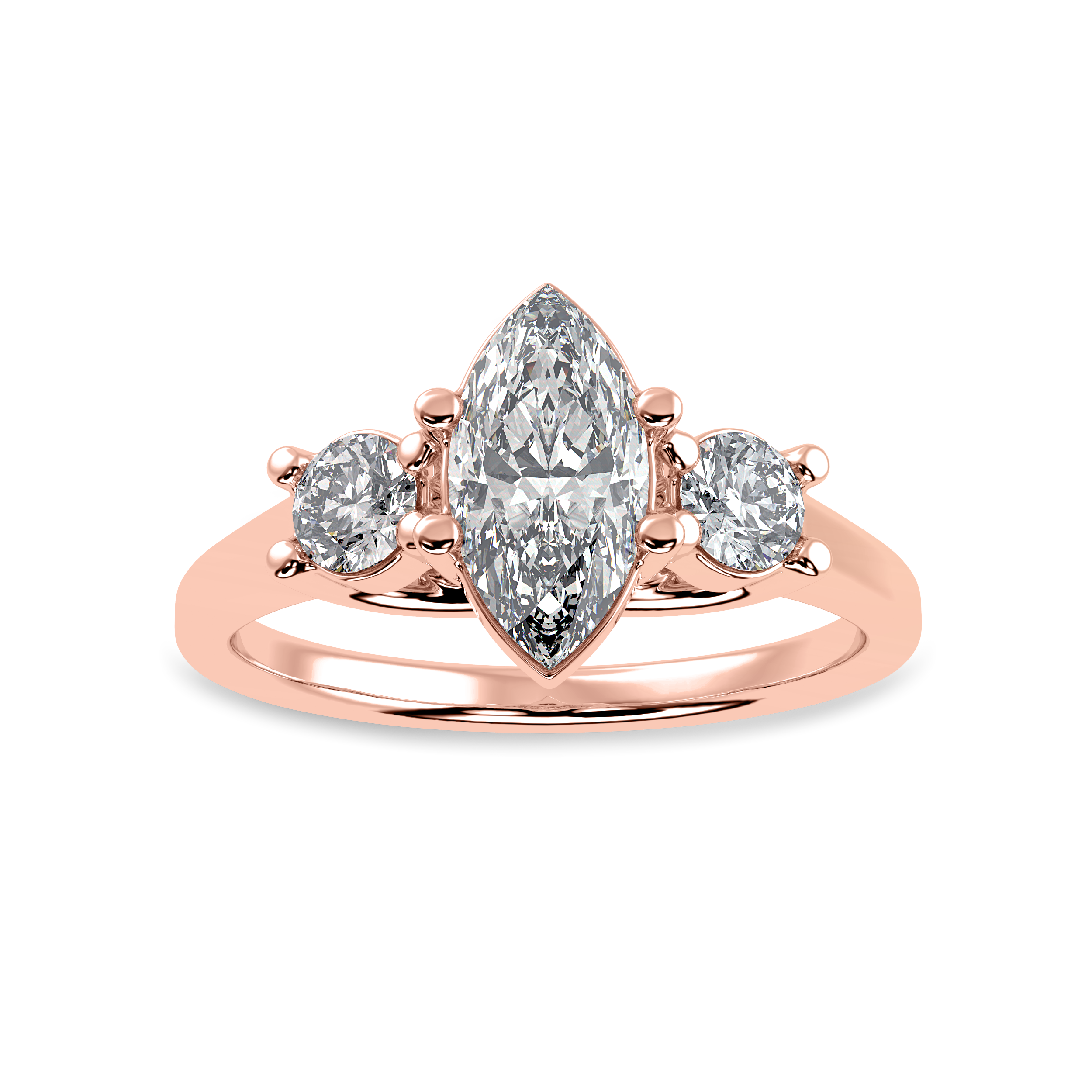 50-Pointer Marquise Cut Solitaire Diamond Accents 18K Rose Gold Ring JL AU 1236R-A   Jewelove.US