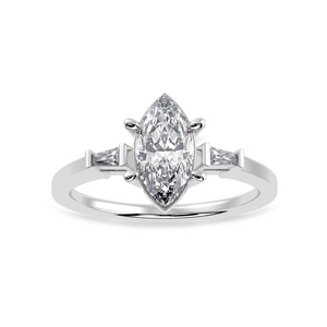 70-Pointer Marquise Cut Solitaire with Baguette Diamond Platinum Ring JL PT 1228-B   Jewelove.US