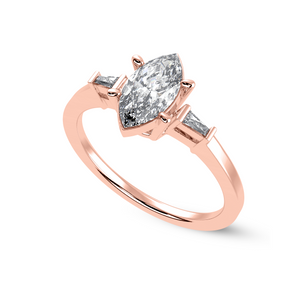 30-Pointer Marquise Cut Solitaire with Baguette Diamond Accents 18K Rose Gold Ring JL AU 1228R   Jewelove.US