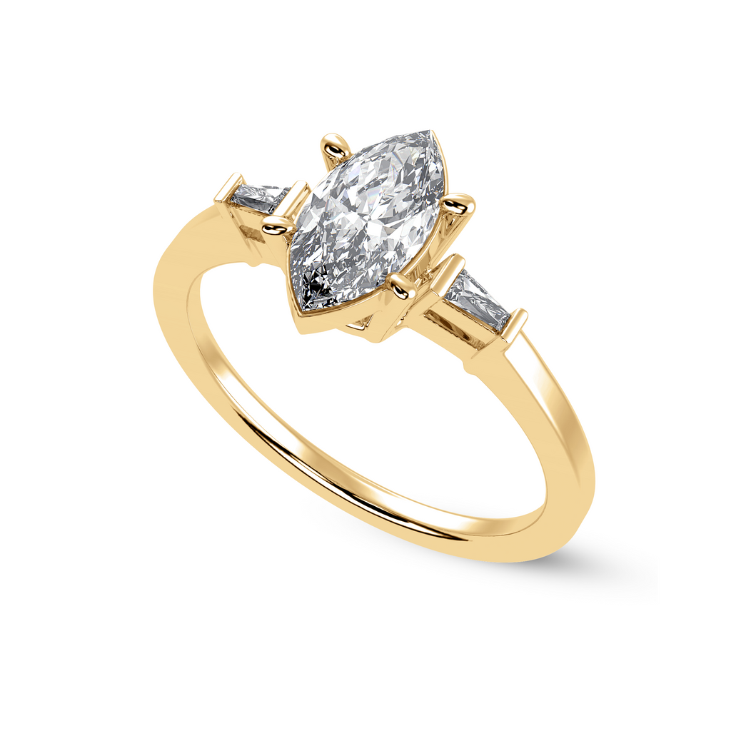 30-Pointer Marquise Cut Solitaire with Baguette Diamond Accents 18K Yellow Gold Ring JL AU 1228Y   Jewelove.US