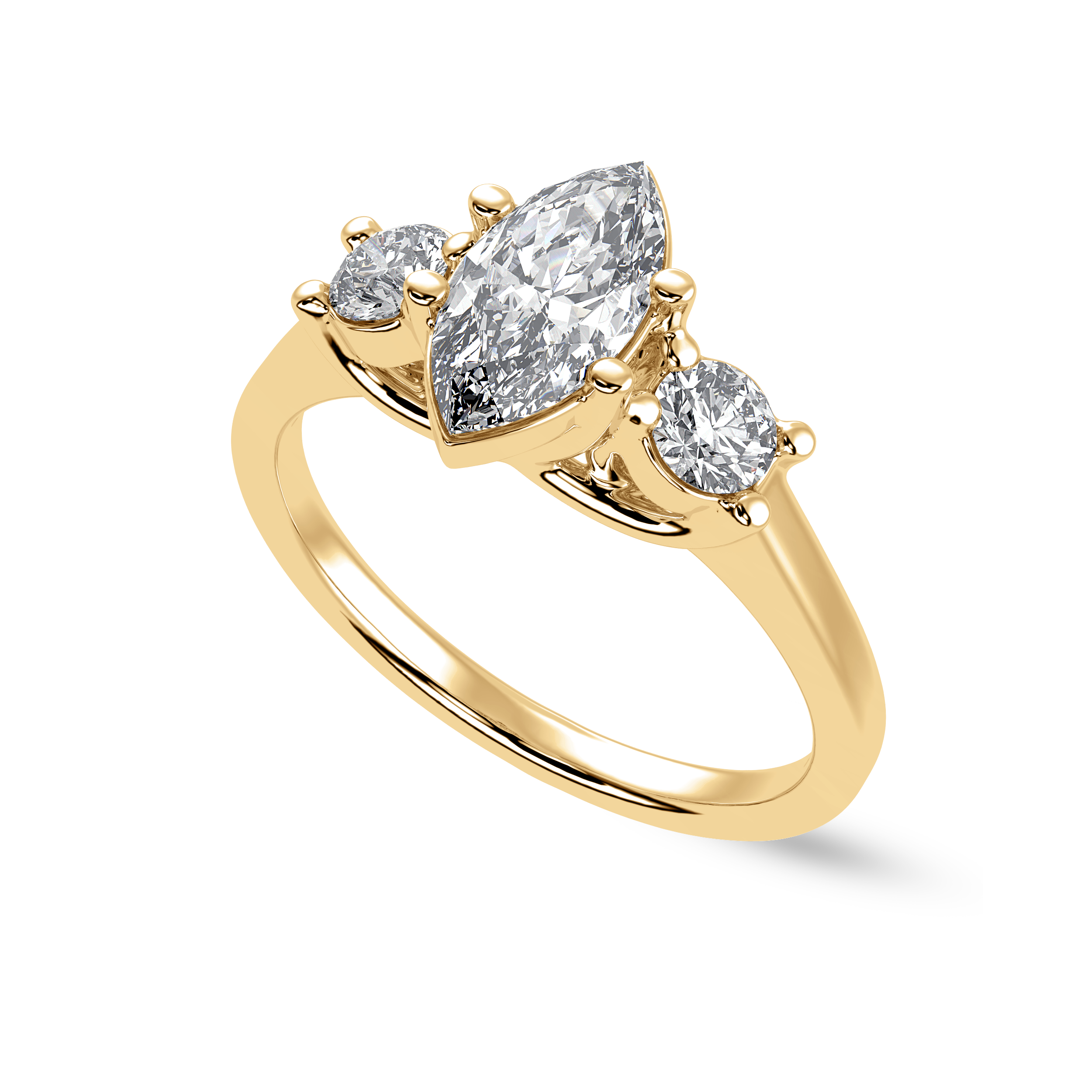 50-Pointer Marquise Cut Solitaire Diamond Accents 18K Yellow Gold Ring JL AU 1236Y-A   Jewelove.US