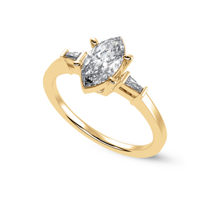 50-Pointer Marquise Cut Solitaire with Baguette Diamond Accents 18K Yellow Gold Ring JL AU 1228Y-A   Jewelove.US