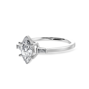 30-Pointer Marquise Cut Solitaire with Baguette Diamond Platinum Ring JL PT 1228   Jewelove.US