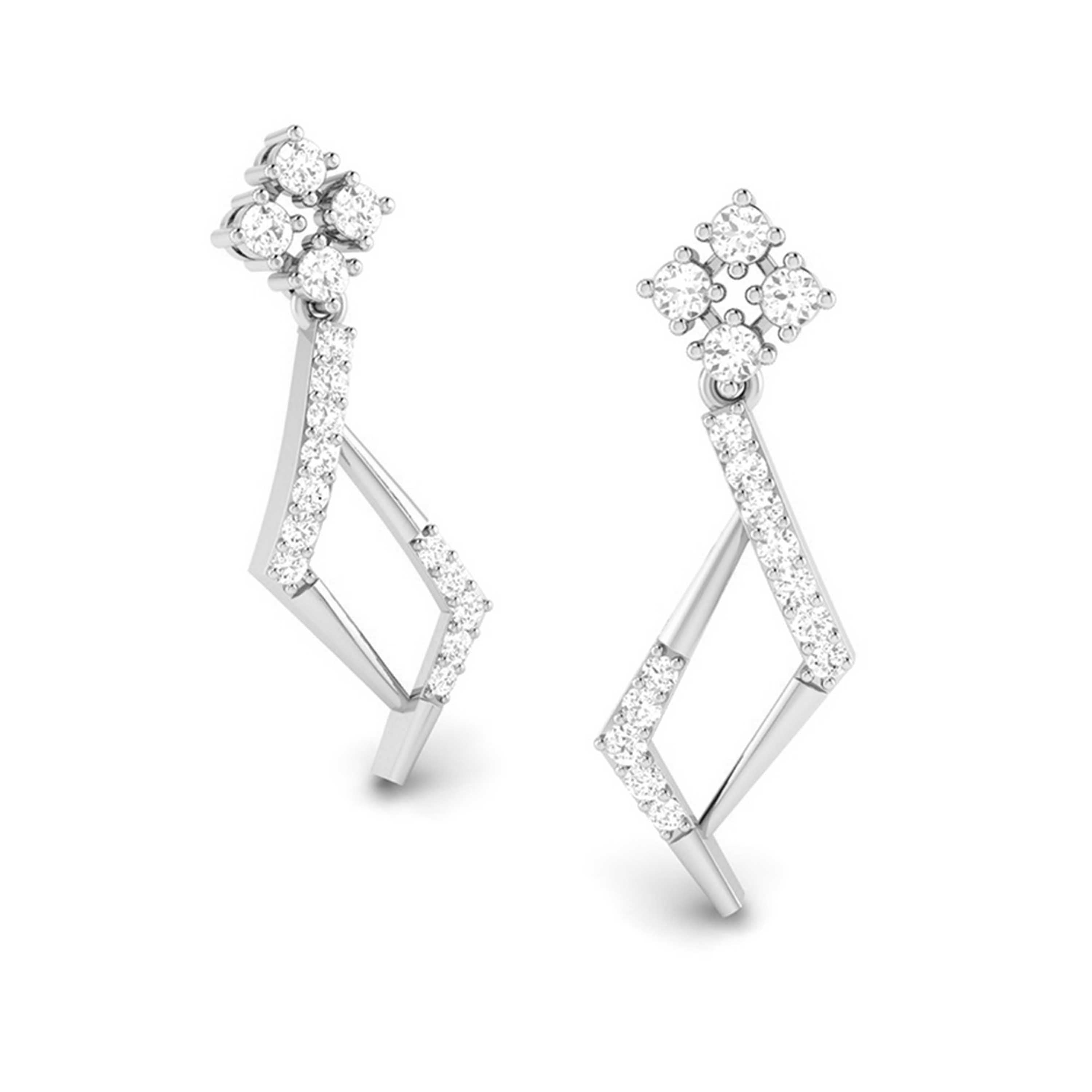 Platinum Hanging Clusters Earrings with Diamonds for Women JL PT E N-1   Jewelove.US