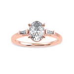 Load image into Gallery viewer, 30-Pointer Oval Cut Solitaire with Baguette Diamond Accents 18K Rose Gold Ring JL AU 1226R   Jewelove.US
