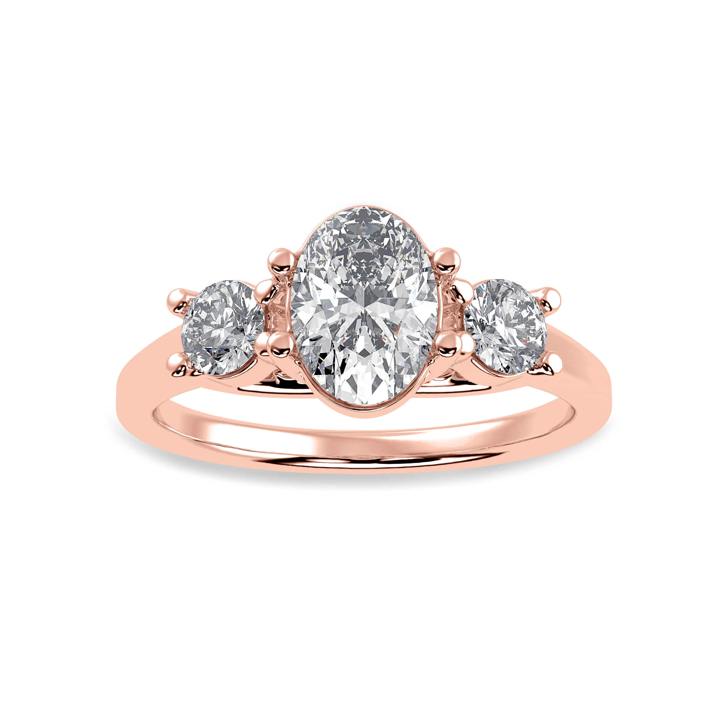 50-Pointer Oval Cut Solitaire Diamond Accents 18K Rose Gold Ring JL AU 1234R-A   Jewelove.US