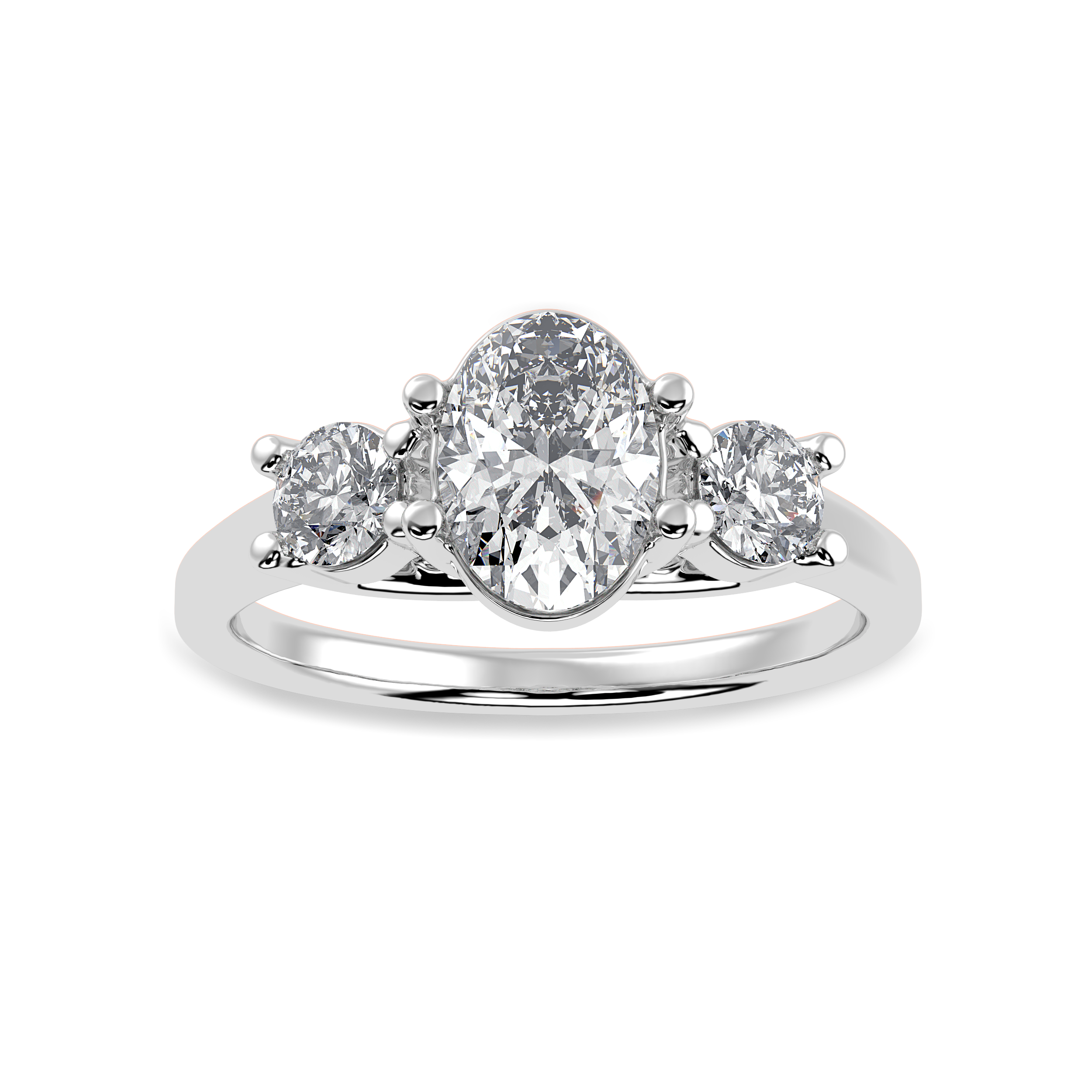 30-Pointer Oval Cut Solitaire Diamond Accents Platinum Ring JL PT 1234   Jewelove.US