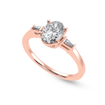 Load image into Gallery viewer, 30-Pointer Oval Cut Solitaire with Baguette Diamond Accents 18K Rose Gold Ring JL AU 1226R   Jewelove.US
