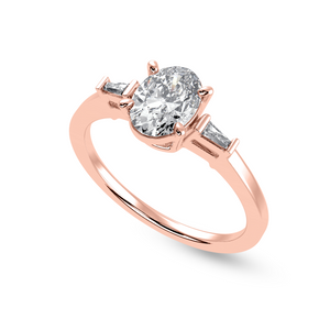 30-Pointer Oval Cut Solitaire with Baguette Diamond Accents 18K Rose Gold Ring JL AU 1226R   Jewelove.US