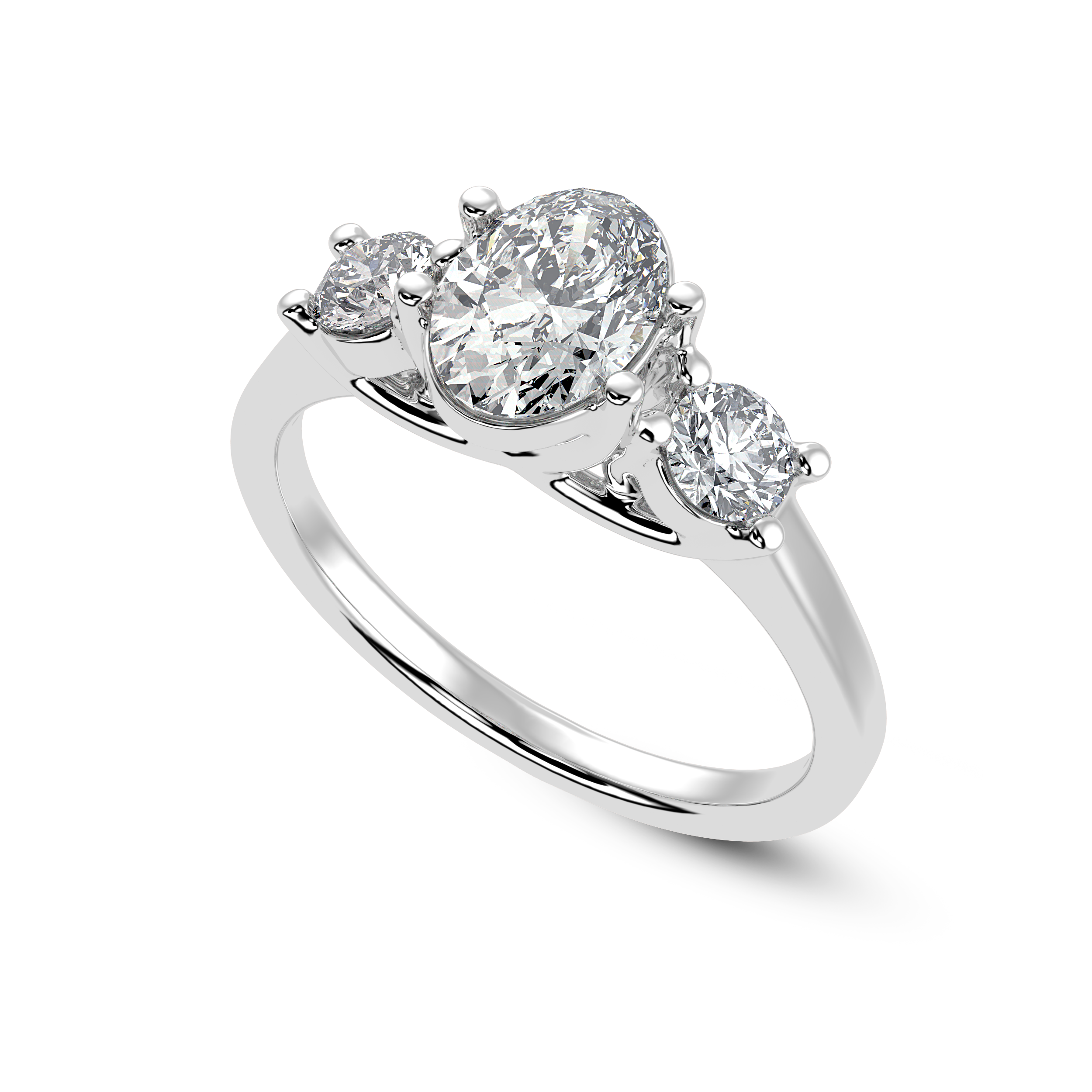 30-Pointer Oval Cut Solitaire Diamond Accents Platinum Ring JL PT 1234   Jewelove.US