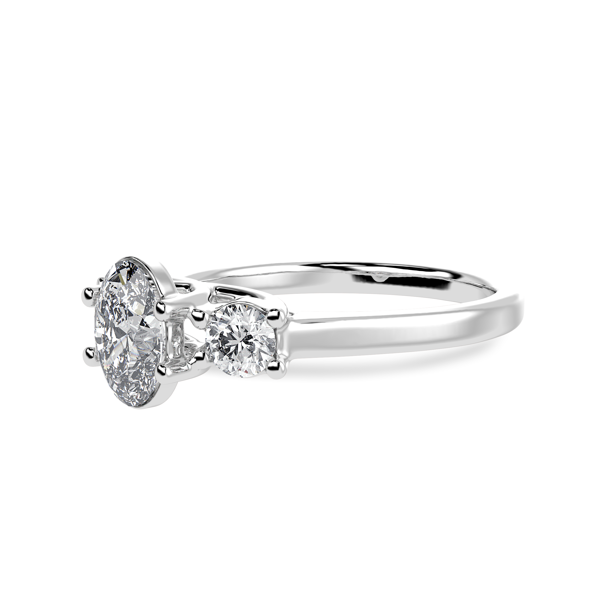 70-Pointer Oval Cut Solitaire Diamond Accents Platinum Ring JL PT 1234-B   Jewelove.US