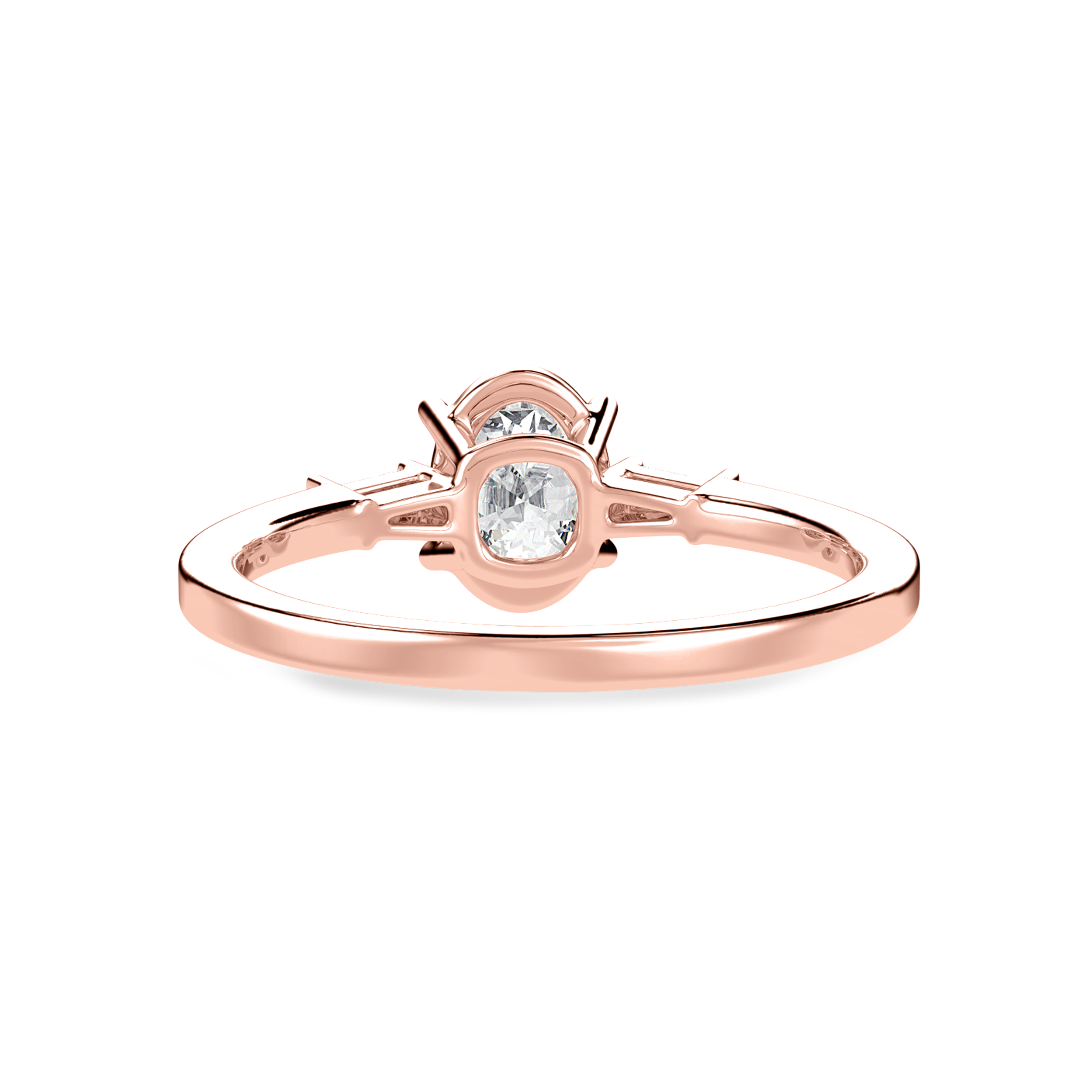 30-Pointer Oval Cut Solitaire with Baguette Diamond Accents 18K Rose Gold Ring JL AU 1226R   Jewelove.US