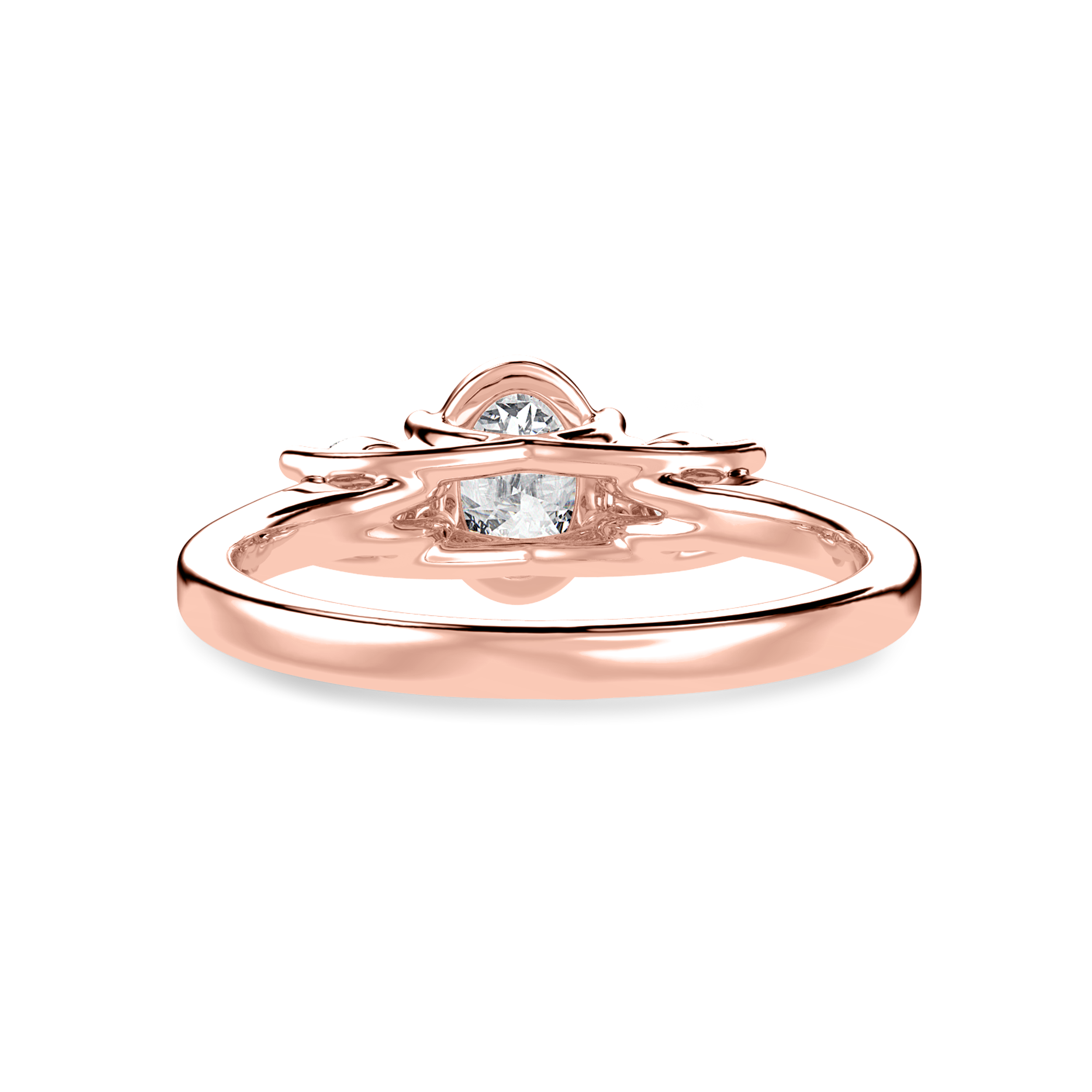 50-Pointer Oval Cut Solitaire Diamond Accents 18K Rose Gold Ring JL AU 1234R-A   Jewelove.US