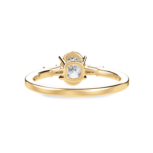 50-Pointer  Oval Cut Solitaire with Baguette Diamond Accents 18K Yellow Gold Ring JL AU 1226Y-A   Jewelove.US