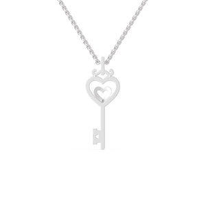 Platinum Heart Key Pendant with Diamonds for Women JL PT P 1249   Jewelove.US