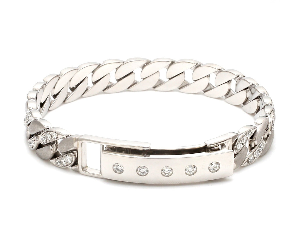 Men of Platinum | 10mm Heavy Diamond Platinum Cuban Bracelet with Diamond Lock JL PTB 1099-A   Jewelove.US