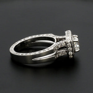 Cushion Cut Solitaire Platinum Ring with Halo Accents Diamond JL PT 1212   Jewelove.US