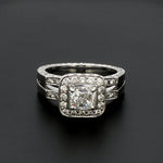 Load image into Gallery viewer, Cushion Cut Solitaire Platinum Ring with Halo Accents Diamond JL PT 1212   Jewelove.US
