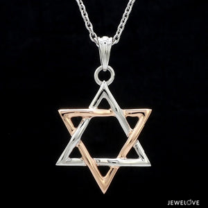 Star of David Platinum Rose Gold Pendant JL PT P 312   Jewelove.US