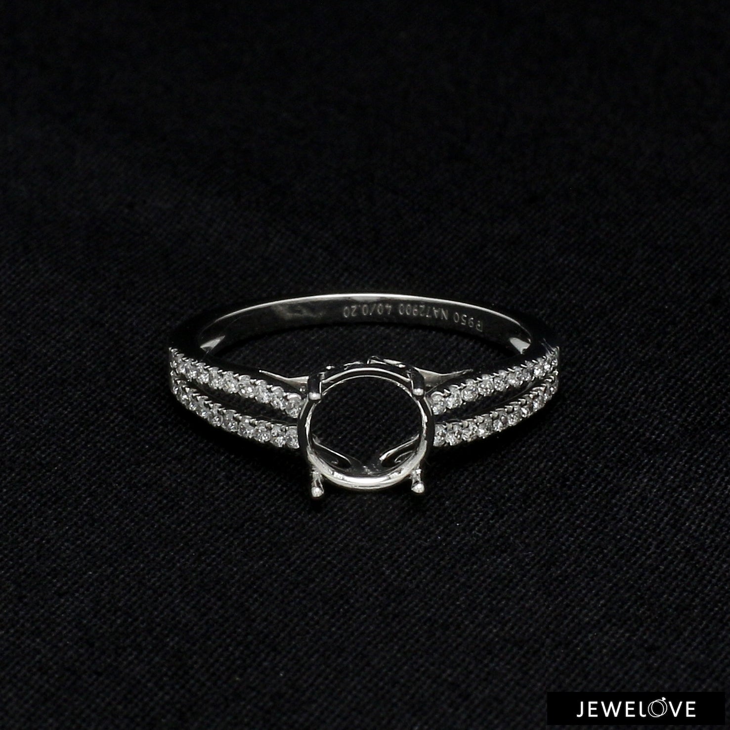 Platinum Diamond Split Shank Mounting Ring JL PT 1217-M   Jewelove.US