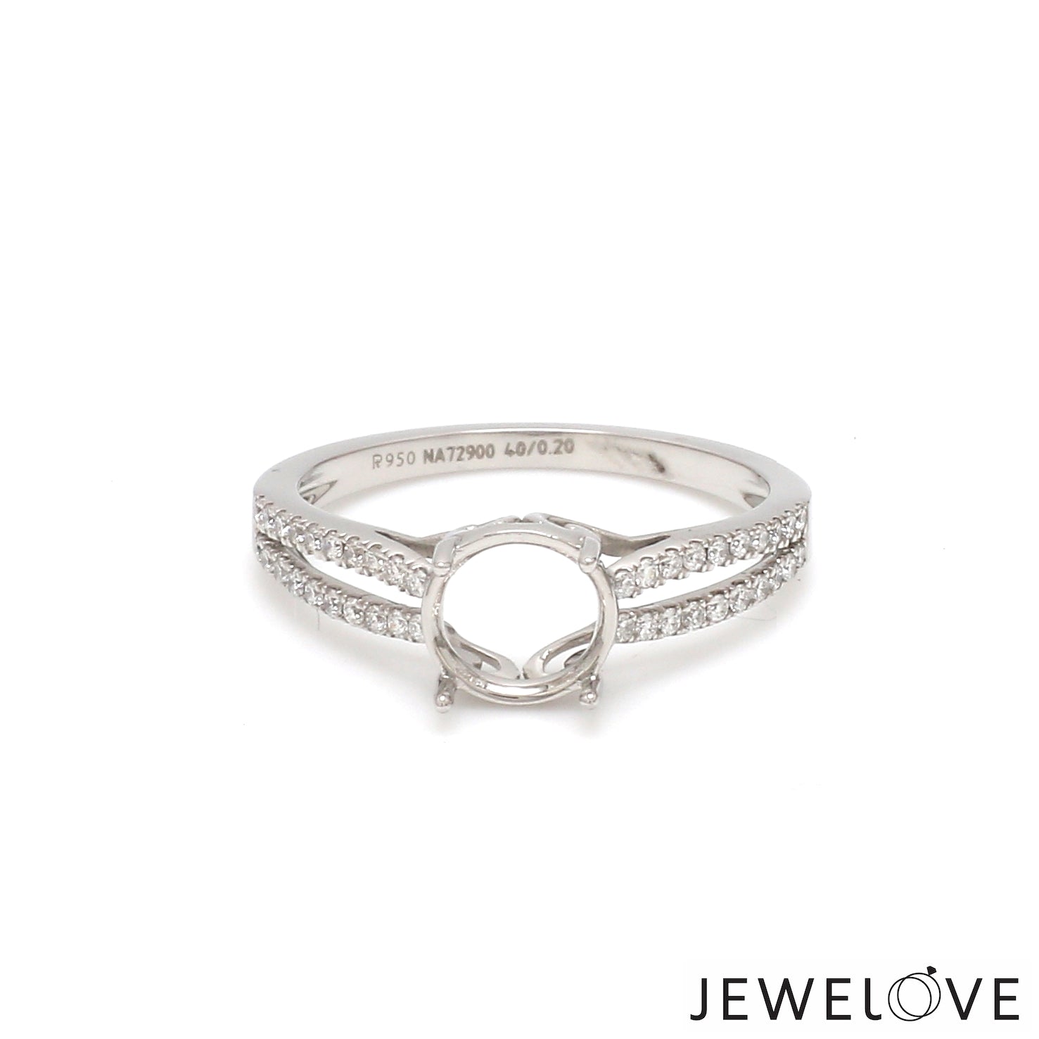 Platinum Diamond Split Shank Mounting Ring JL PT 1217-M   Jewelove.US