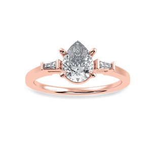 30-Pointer Pear Cut Solitaire with Baguette Diamond Accents 18K Rose Gold Ring JL AU 1227R   Jewelove.US