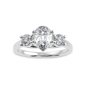 50-Pointer Pear Cut Solitaire Diamond Accents Platinum Ring JL PT 1235-A   Jewelove.US