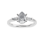 Load image into Gallery viewer, 70-Pointer Pear Cut Solitaire with Baguette Diamond Accents Platinum Ring JL PT 1227-B   Jewelove.US
