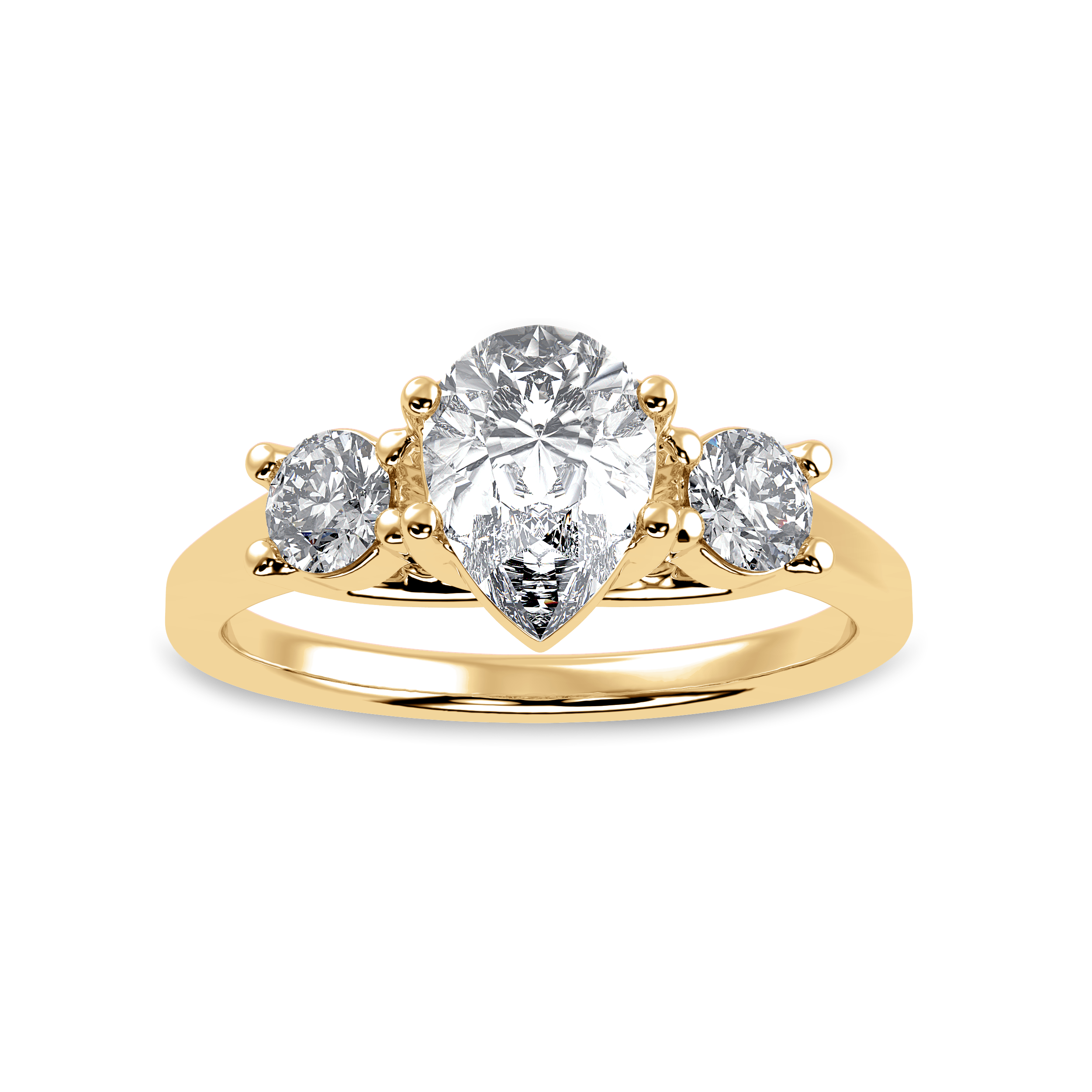 50-Pointer Pear Cut Solitaire Diamond Accents 18K Yellow Gold Ring JL AU 1235Y-A   Jewelove.US