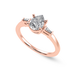 Load image into Gallery viewer, 30-Pointer Pear Cut Solitaire with Baguette Diamond Accents 18K Rose Gold Ring JL AU 1227R   Jewelove.US
