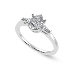 Load image into Gallery viewer, 70-Pointer Pear Cut Solitaire with Baguette Diamond Accents Platinum Ring JL PT 1227-B   Jewelove.US
