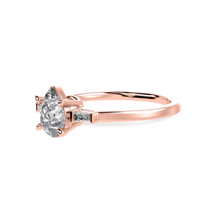 70-Pointer Pear Cut Solitaire with Baguette Diamond Accents 18K Rose Gold Ring JL AU 1227R-B   Jewelove.US