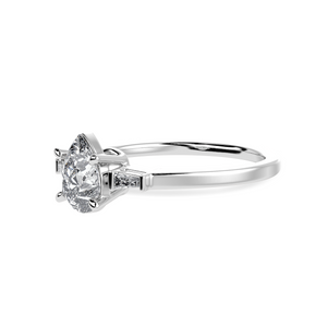 70-Pointer Pear Cut Solitaire with Baguette Diamond Accents Platinum Ring JL PT 1227-B   Jewelove.US