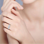 Load image into Gallery viewer, 0.50 cts Solitaire Square Halo Diamond Accents Platinum Ring JL PT RH RD 272   Jewelove.US
