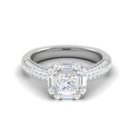 Load image into Gallery viewer, 0.50cts Princess Cut Solitaire Halo Diamond Split Shank Platinum Ring JL PT WB5509E   Jewelove.US
