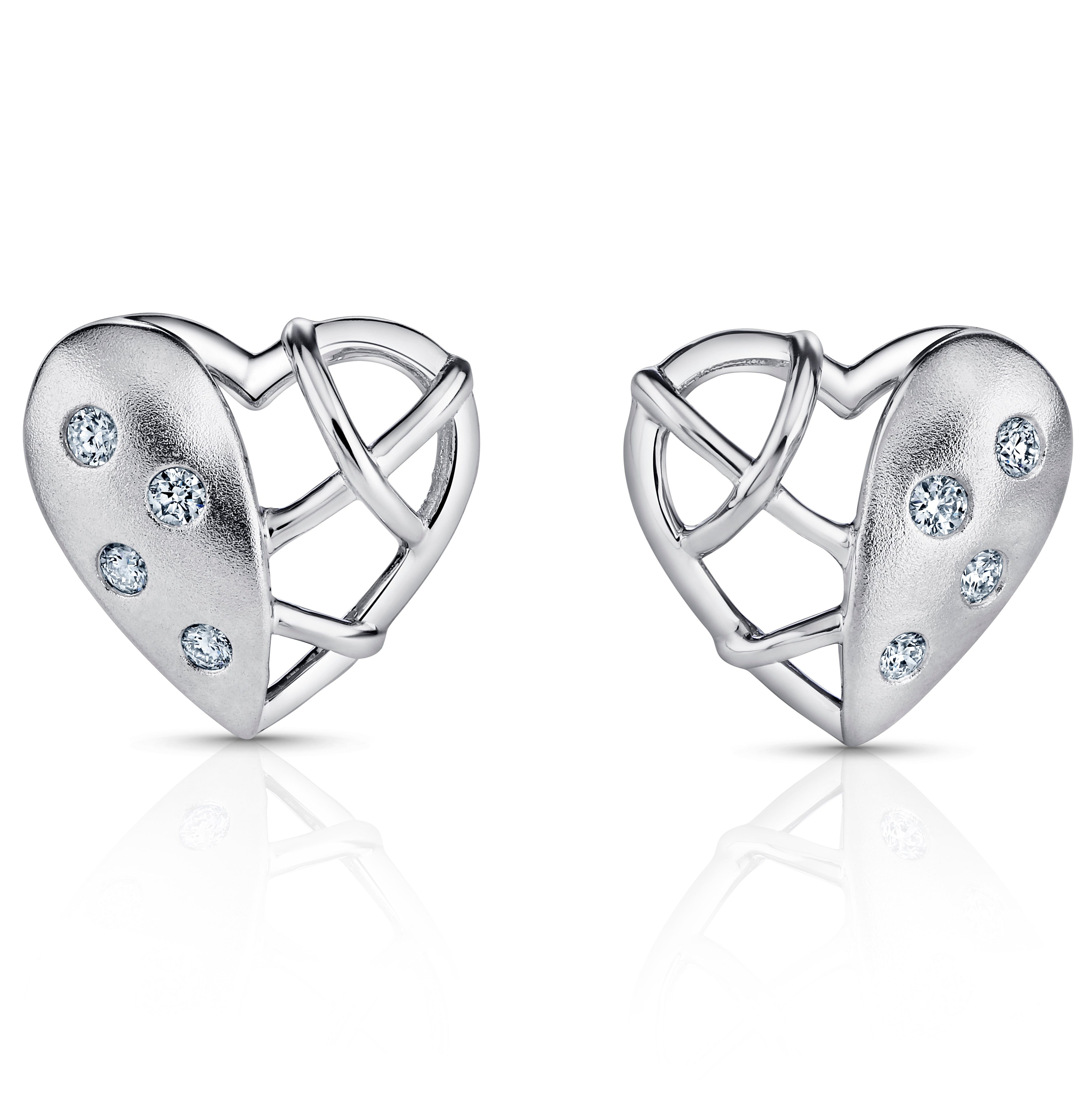 Platinum Heart Earrings with Diamonds JL PT E 221  VVS-GH Jewelove.US