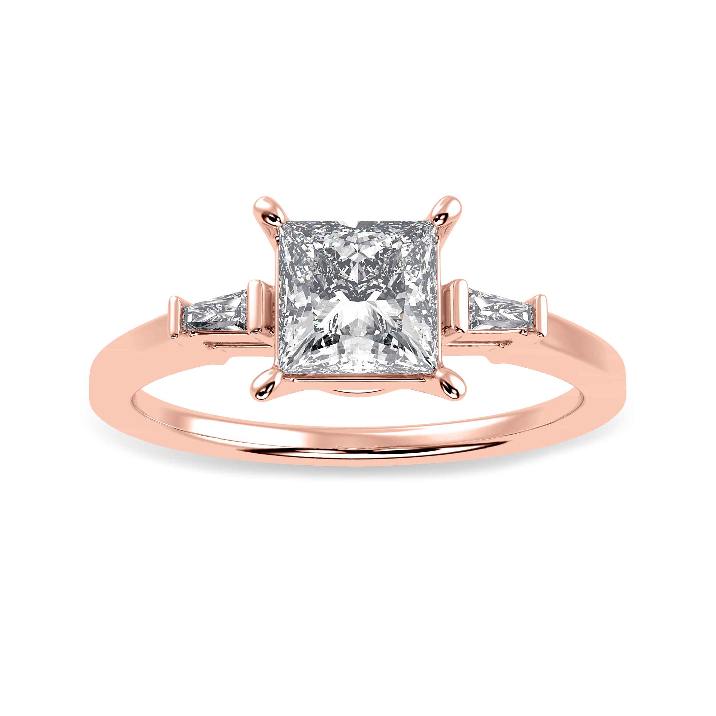 30-Pointer Princess Cut Solitaire Baguette Diamond Accents 18K Rose Gold Ring JL AU 1211R   Jewelove.US