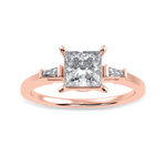 Load image into Gallery viewer, 30-Pointer Princess Cut Solitaire Baguette Diamond Accents 18K Rose Gold Ring JL AU 1211R   Jewelove.US
