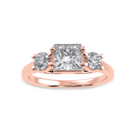 Load image into Gallery viewer, 50-Pointer Princess Cut Solitaire Diamond Accents 18K Rose Gold Ring JL AU 1230R-A   Jewelove.US
