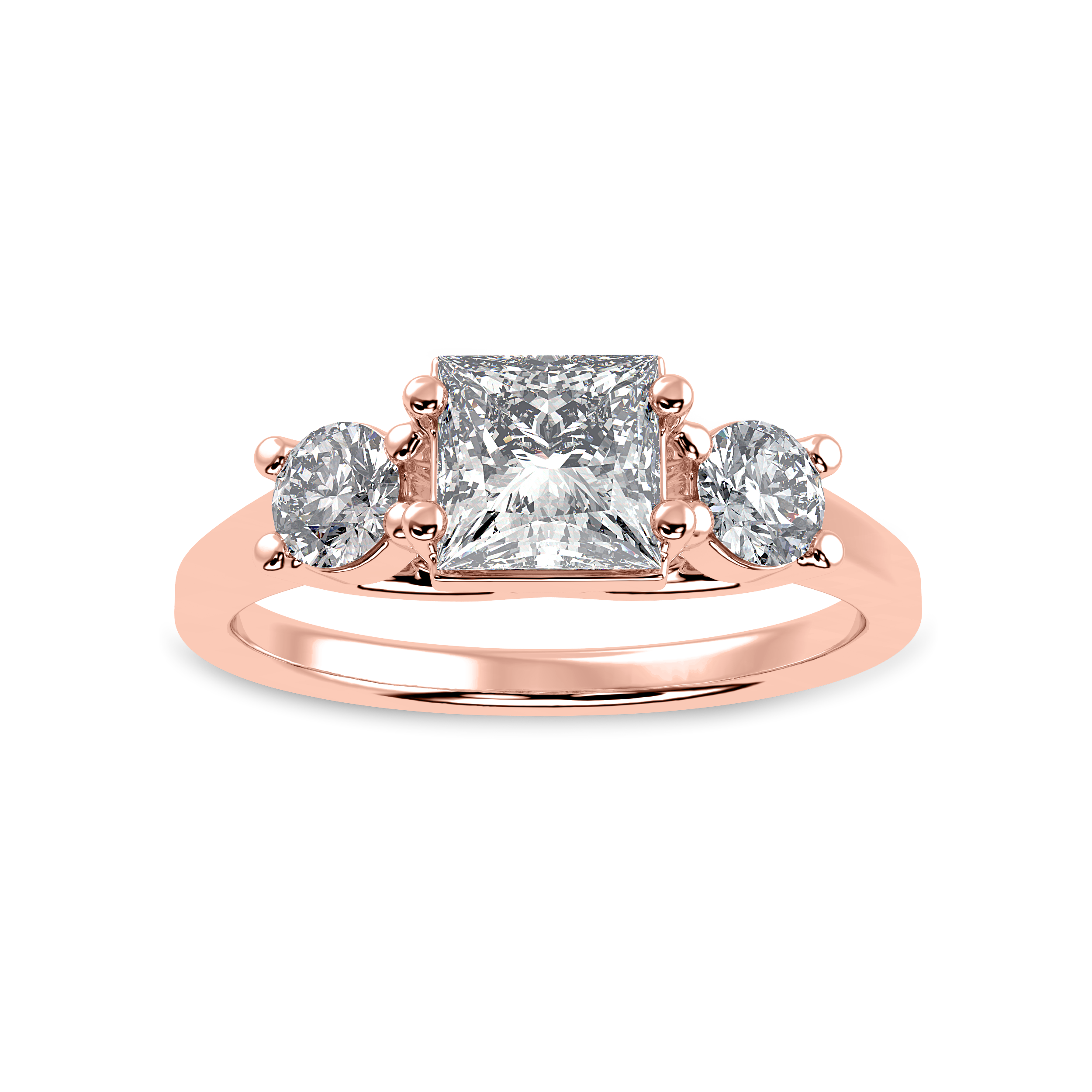 1.00 Carat Princess Cut Solitaire Diamond Accents 18K Rose Gold Ring JL AU 1230R-C   Jewelove.US