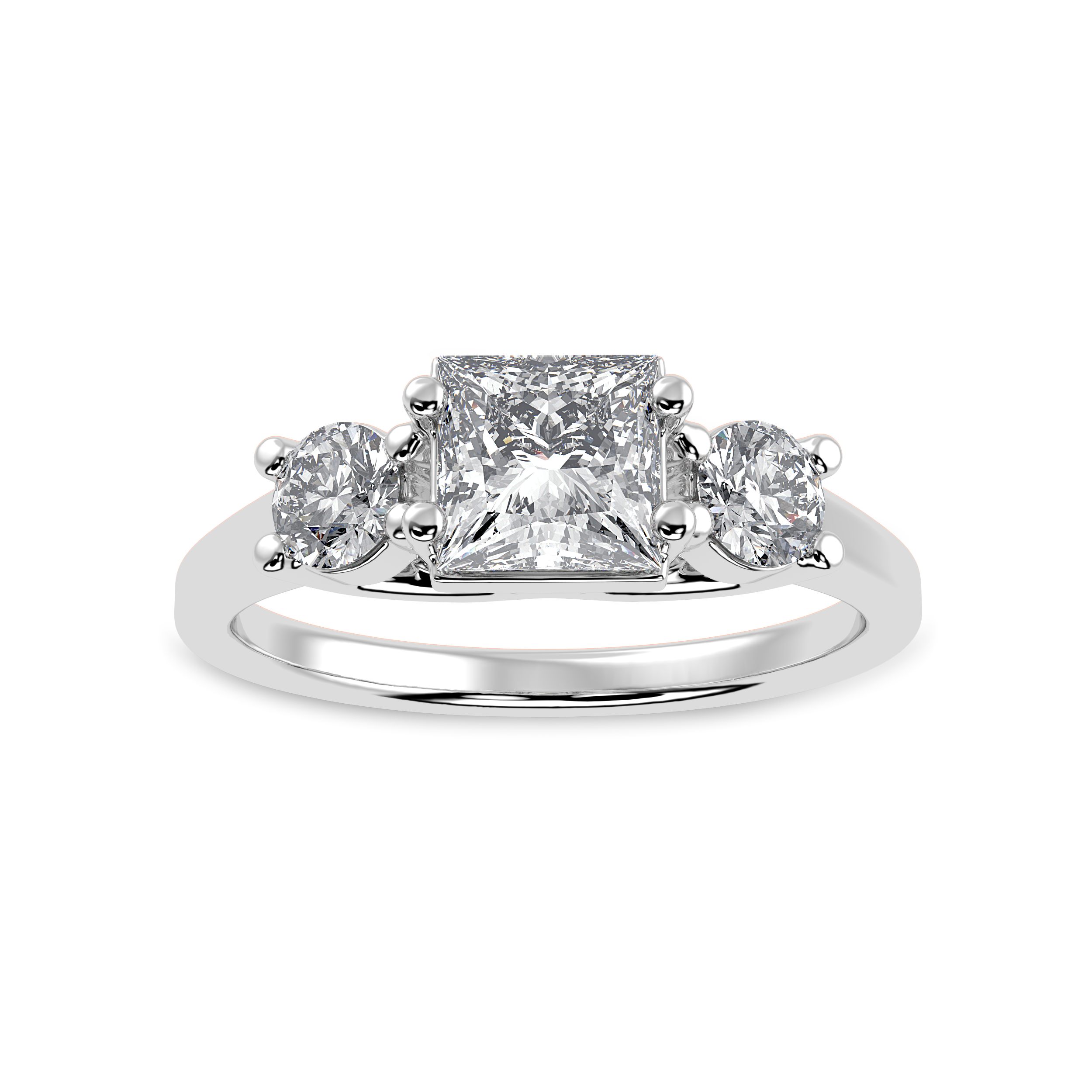 1.00 Carat Princess Cut Solitaire Diamond Accents Platinum Ring JL PT 1230-C   Jewelove.US