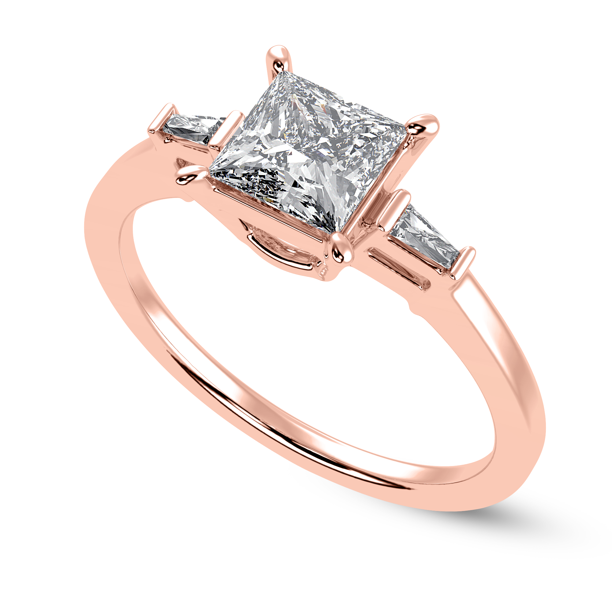 30-Pointer Princess Cut Solitaire Baguette Diamond Accents 18K Rose Gold Ring JL AU 1211R   Jewelove.US