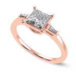 Load image into Gallery viewer, 30-Pointer Princess Cut Solitaire Baguette Diamond Accents 18K Rose Gold Ring JL AU 1211R   Jewelove.US
