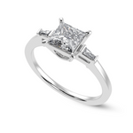 Load image into Gallery viewer, 30-Pointer Princess Cut Solitaire Baguette Diamond Accents Platinum Ring JL PT 1211   Jewelove.US
