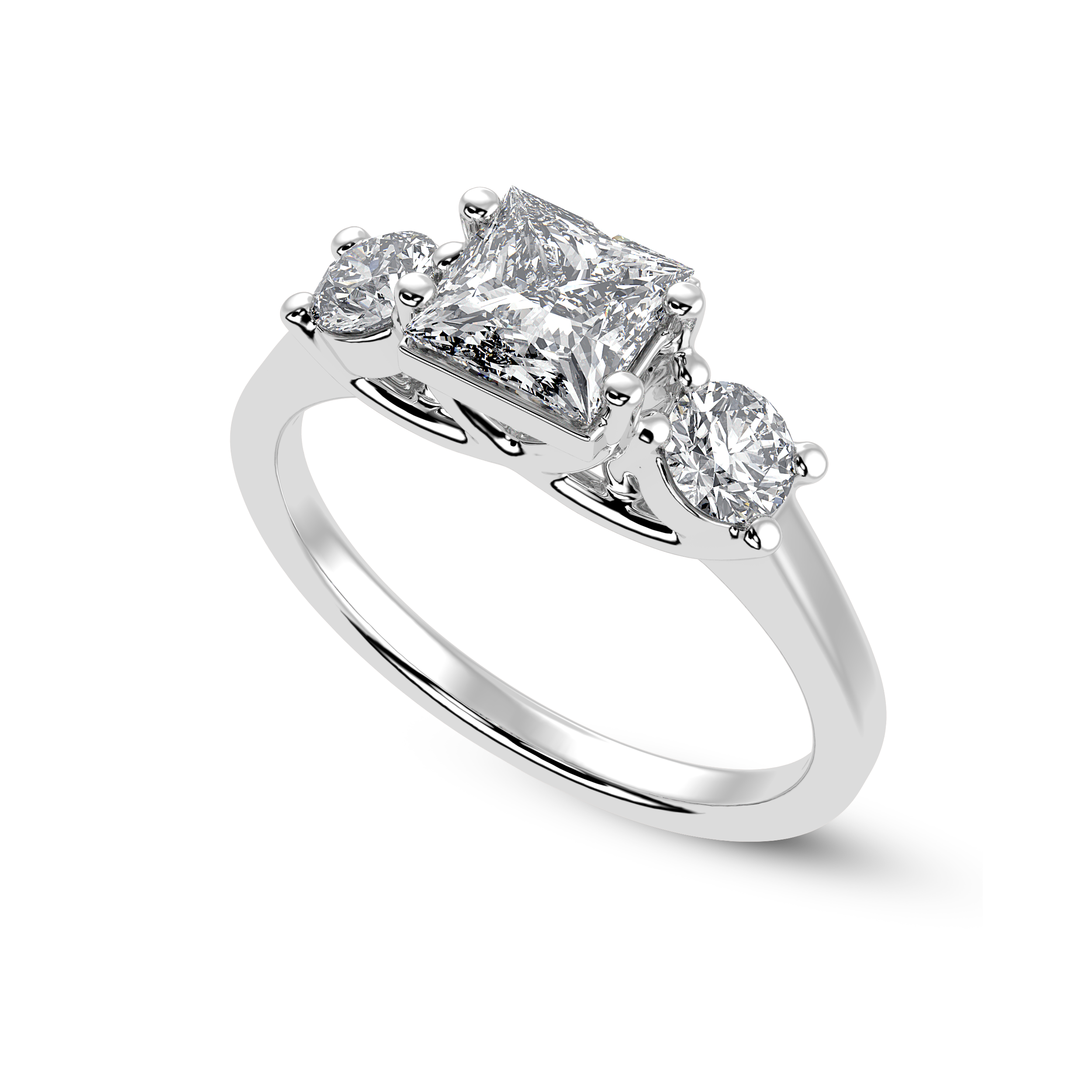 30-Pointer Princess Cut Solitaire Diamond Accents Platinum Ring JL PT 1230   Jewelove.US