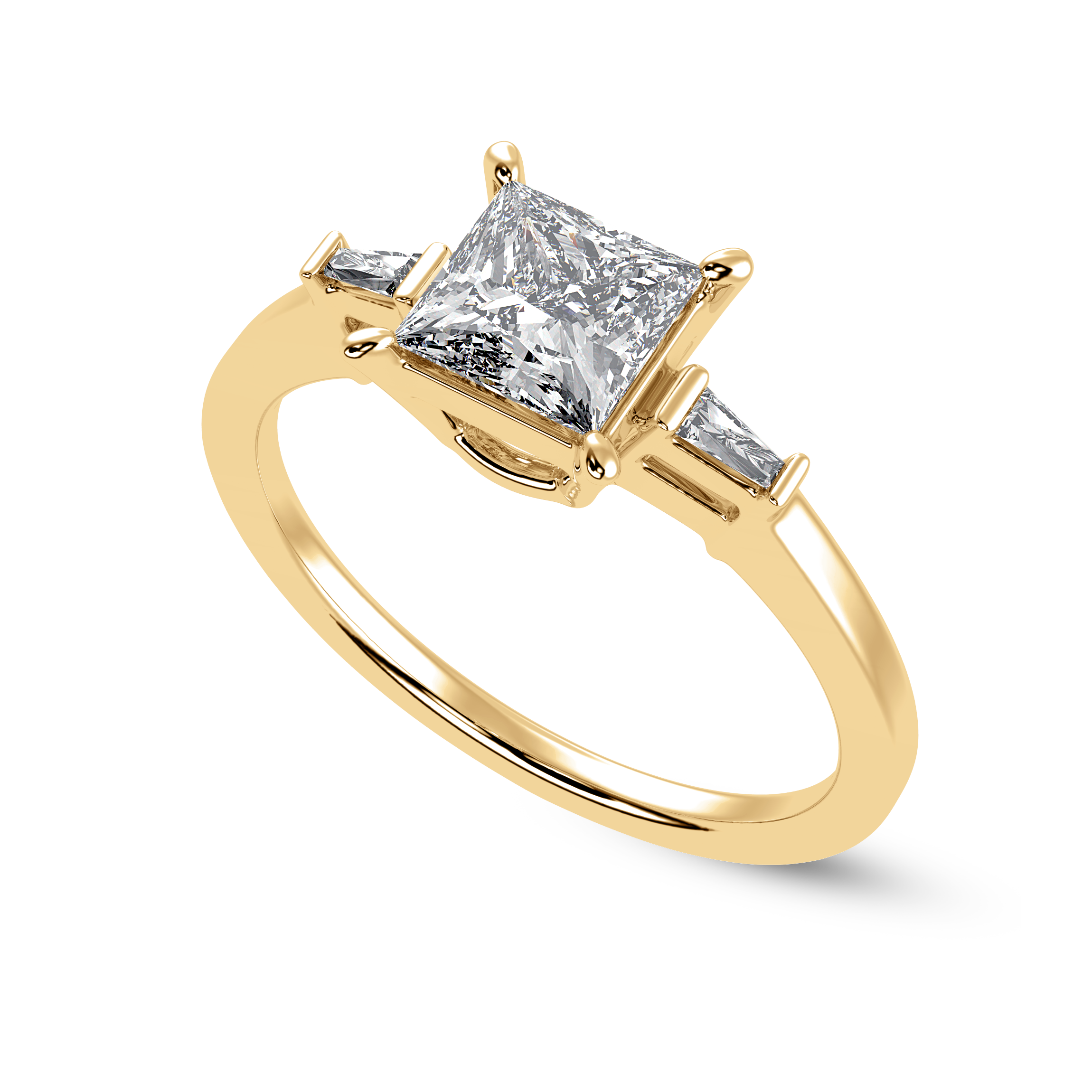 50-Pointer Princess Cut Solitaire Baguette Diamond Assent 18K Yellow Gold Ring JL AU 1211Y-A   Jewelove.US