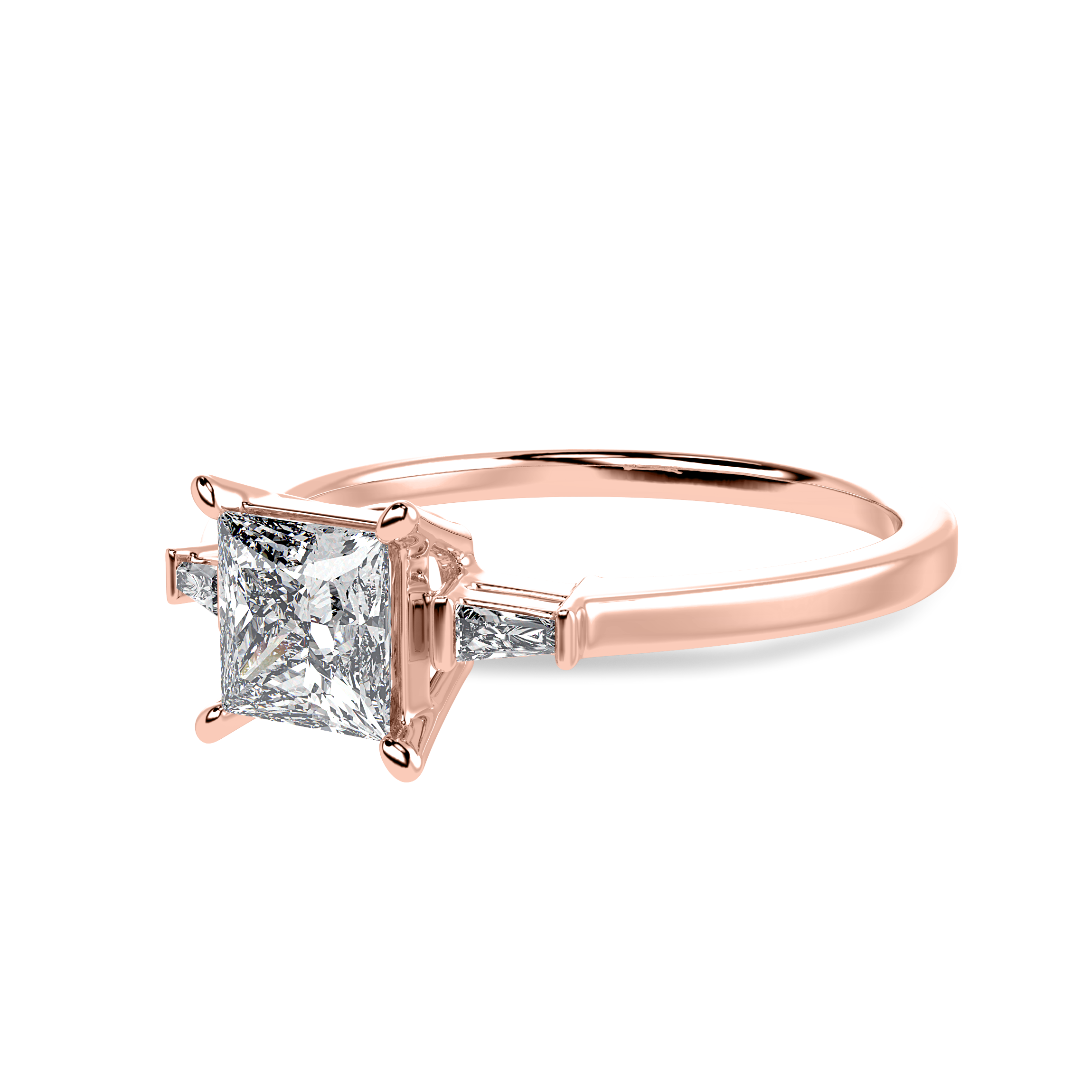 30-Pointer Princess Cut Solitaire Baguette Diamond Accents 18K Rose Gold Ring JL AU 1211R   Jewelove.US