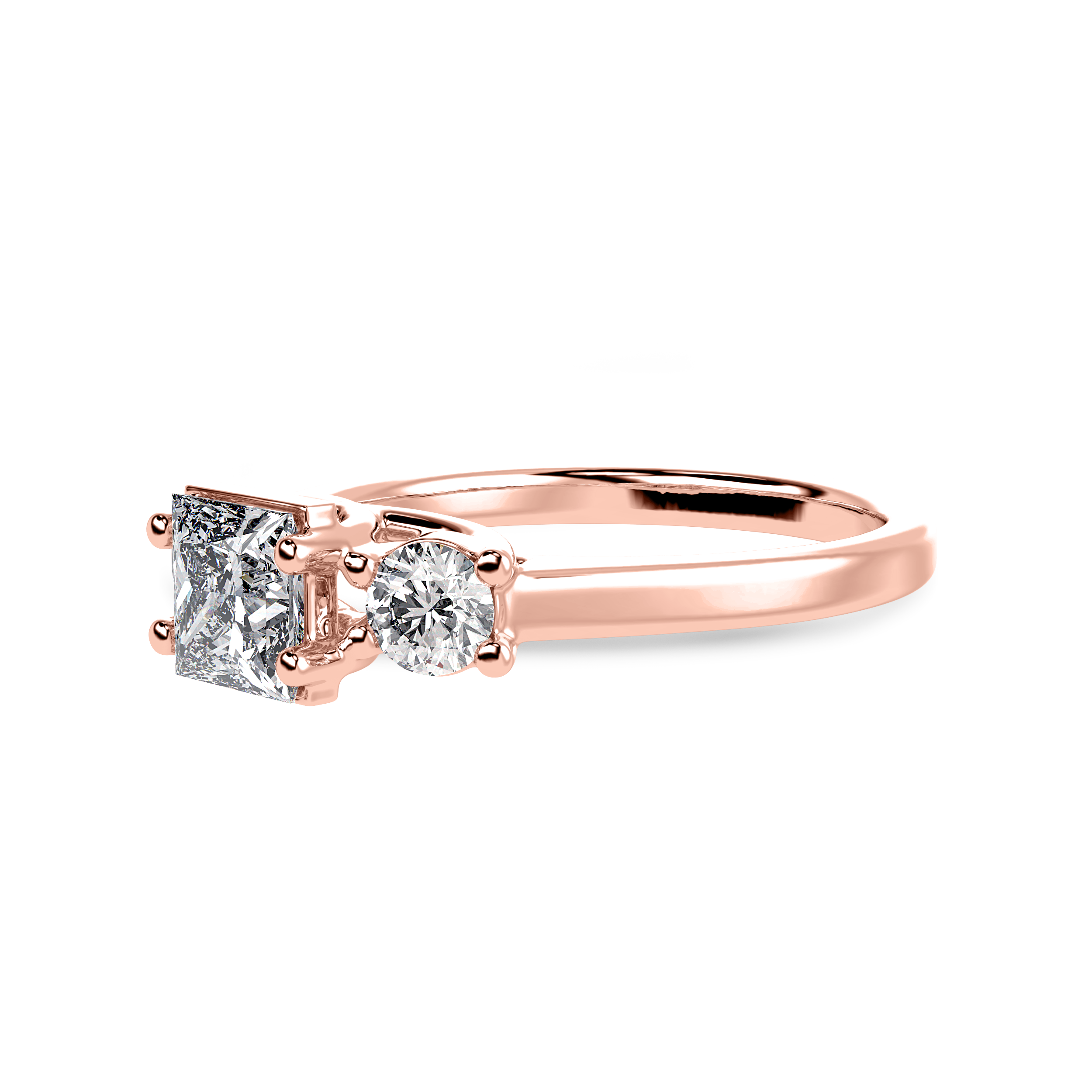 50-Pointer Princess Cut Solitaire Diamond Accents 18K Rose Gold Ring JL AU 1230R-A   Jewelove.US